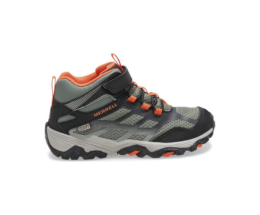 Buty Trekkingowe Merrell Dziecięce Oliwkowe - Moab Fst Mid A/C Waterproof - 842076-RPF